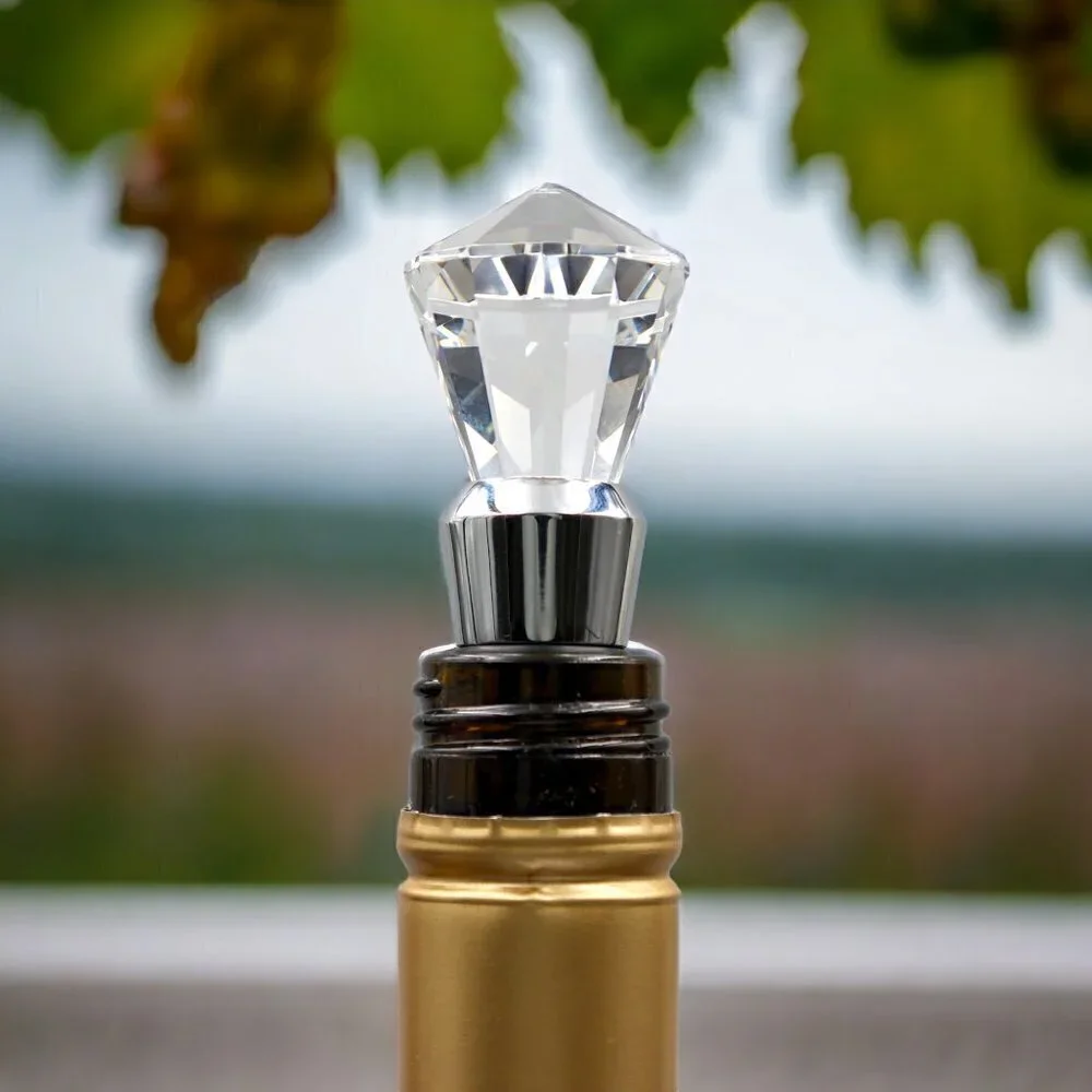 Glass Faceted Crystal Gem Wine Bottle Stopper NWOT
